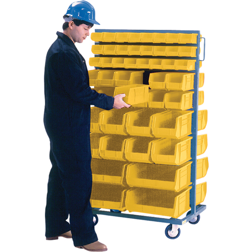 Double-Sided Mobile Bin Rack, Double-sided, 96 bins, 36" W x 24" D x 63" H - KLETON 