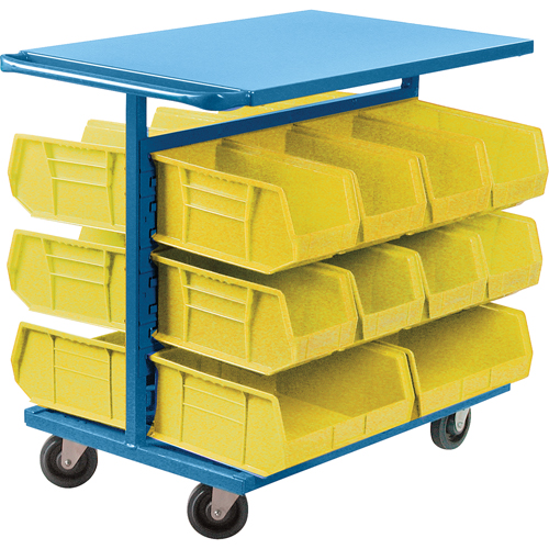 Chariot &agrave; bacs avec bacs, &agrave; deux c&ocirc;t&eacute;s, 20 bacs, 24" la x 38-1/2" p x 36-1/2" h - KLETON 