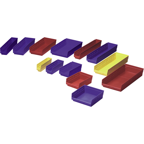 Shelf Bins, 11-1/8" W x 4" H x 11-5/8" D, Red, 30 lbs. Capacity - Quantum Storage System QSB109RD