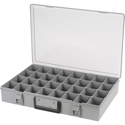 Boîte &agrave; compartiments, Plastique, 32 compartiments, 18-1/2" la x 13" p, 3" h, Gris - Flambeau 1032-2