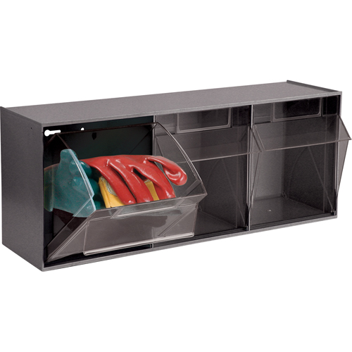 Tip-Out Bins Modular Storage System, 23-5/8" W x 7-3/4" D x 9-1/2" H, 3 Drawers - Quantum Storage System QTB303GY