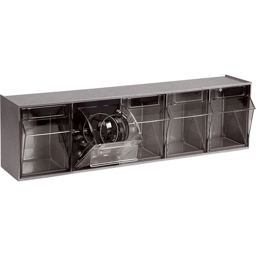 Tip-Out Bins Modular Storage System, 23-5/8" W x 5-1/4" D x 6-1/2" H, 5 Drawers - Quantum Storage System QTB305GY