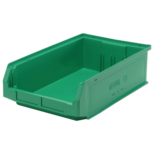 Giant Stacking Containers, 12.375" W x 19.75" D x 5.875" H, Green - Quantum Storage System QMS531GN