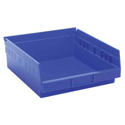 Shelf Bins, 11-1/8" W x 4" H x 11-5/8" D, Blue, 30 lbs. Capacity - Quantum Storage System QSB109BL