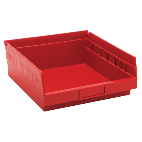 Shelf Bins, 11-1/8" W x 4" H x 11-5/8" D, Red, 30 lbs. Capacity - Quantum Storage System QSB109RD