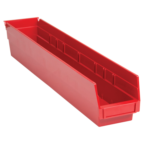 Shelf Bins, 4-1/8" W x 4" H x 23-5/8" D, Red, 50 lbs. Capacity - Quantum Storage System QSB105RD