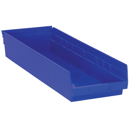 Bacs de rangement pour tablettes, 8-3/8" la x 4" H x 23-5/8" p, Bleu, Capacit&eacute; 50 lb - Quantum Storage System QSB114BL