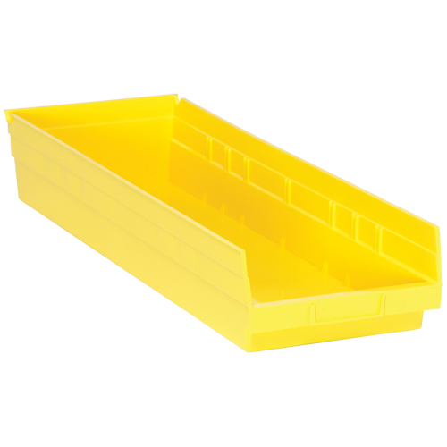 Shelf Bins, 8-3/8" W x 4" H x 23-5/8" D, Yellow, 50 lbs. Capacity - Quantum Storage System QSB114YL