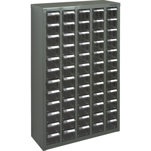 KPC-500 Parts Cabinet, Galvanized Steel, 60 Drawers, 22-3/5" x 8-7/10" x 36-9/10", Grey - KLETON 