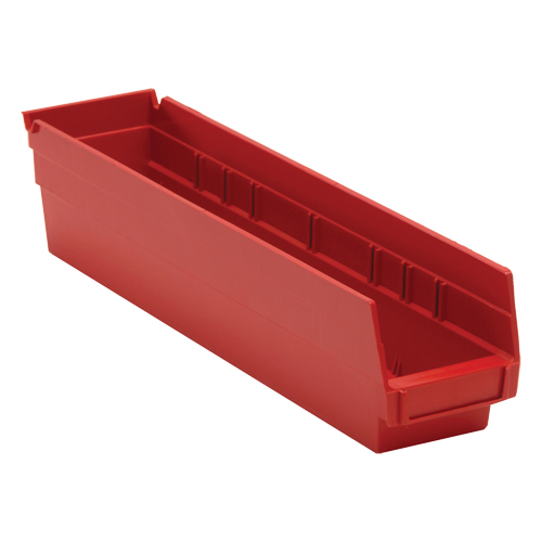 Shelf Bins, 4-1/8" W x 4" H x 17-7/8" D, Red, 40 lbs. Capacity - Quantum Storage System QSB103RD