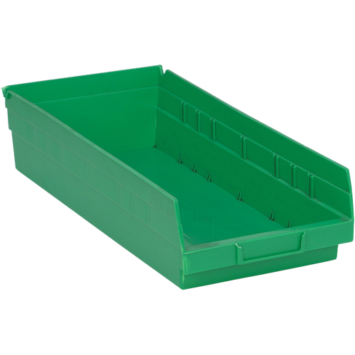 Shelf Bins, 8-1/8" W x 4" H x 17-7/8" D, Green, 40 lbs. Capacity - Quantum Storage System QSB108GN