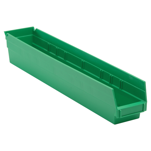 Economy Shelf Bin, 4-1/8" W x 4" H x 23-5/8" D, Green - Quantum Storage System QSB105GN