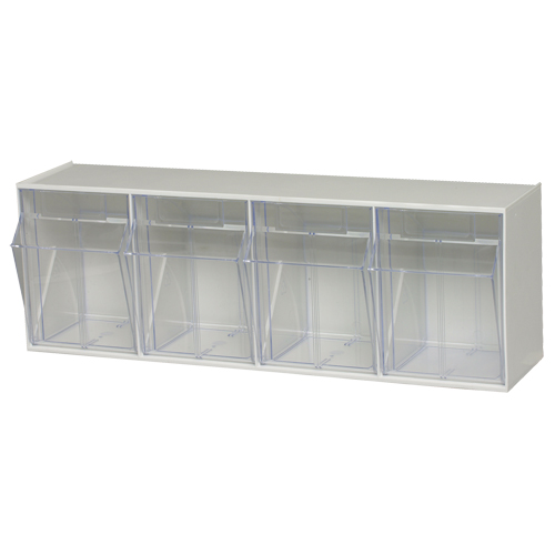 Clear Tip Out Bins, 23-5/8" W x 6-5/8" D x 8-1/8" H, 4 Drawers - Quantum Storage System QTB304WT
