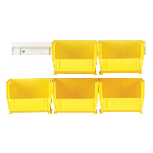 Hang-n-Stack Bin Complete Package, 4-1/8" W x 3" H x 5-3/8" D, Yellow - Quantum Storage System HNS210YL
