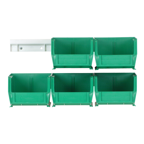 Hang-n-Stack Bin Complete Package, 4-1/8" W x 3" H x 5-3/8" D, Green - Quantum Storage System HNS210GN