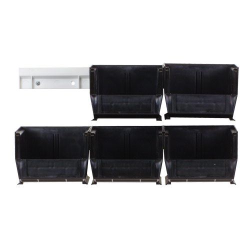 Hang-n-Stack Bin Complete Package, 4-1/8" W x 3" H x 7-3/8" D, Black - Quantum Storage System HNS220BK