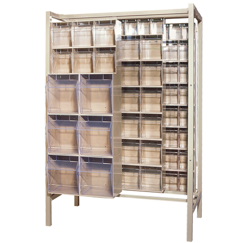 Syst&egrave;me de stockage &agrave; glissi&egrave;re &agrave; bacs basculants autonome, 51-1/4" la x 26" p x 77" h, 101 tiroirs - Quantum Storage System QS-BIG-101IV