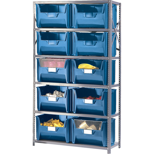 Shelving Unit with Stacking Bins, Steel, Boltless, Starter, 42" W x 75" H x 18" D -  