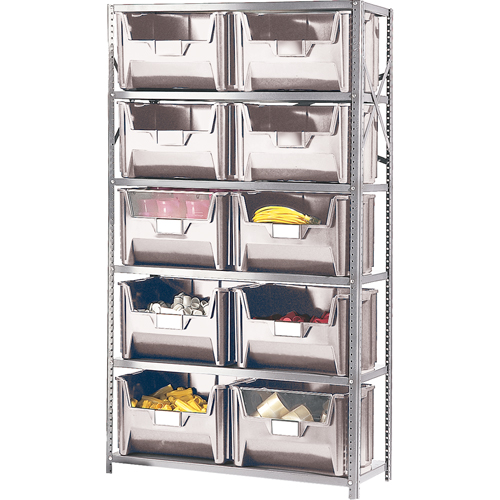 &eacute;l&eacute;ment de rayonnage avec bacs empilables, &eacute;mail, Sans boulons, De base, 42" la x 76" h x 18" p -  