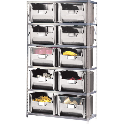 &eacute;l&eacute;ment de rayonnage avec bacs empilables, &eacute;mail, Sans boulons, Ajout, 42" la x 76" h x 18" p -  