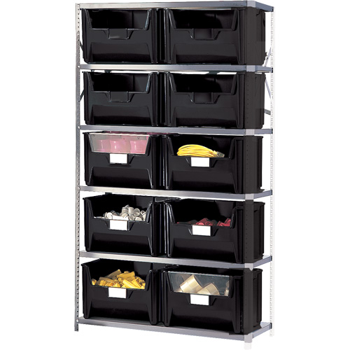 Shelving Unit with Stacking Bins, Enamel, Boltless, Add-On, 42" W x 76" H x 18" D -  