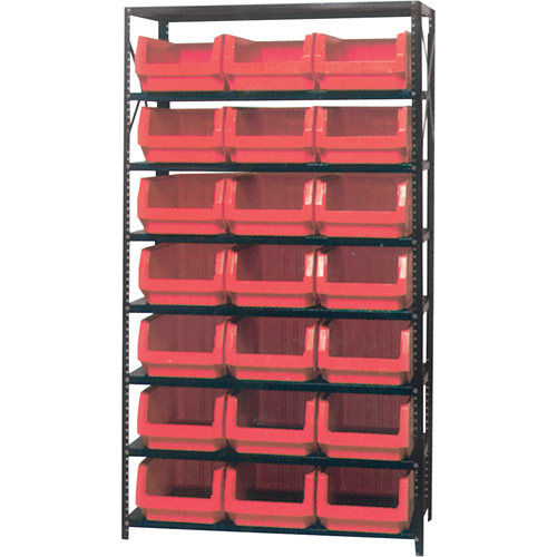 Shelving Unit with Stacking Bins, Steel, Boltless, Starter, 42" W x 76" H x 18" D -  