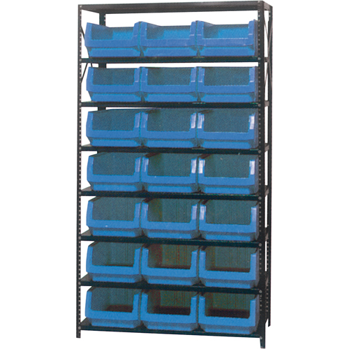 &eacute;l&eacute;ment de rayonnage avec bacs empilables, Acier, Sans boulons, De base, 42" la x 76" h x 18" p -  