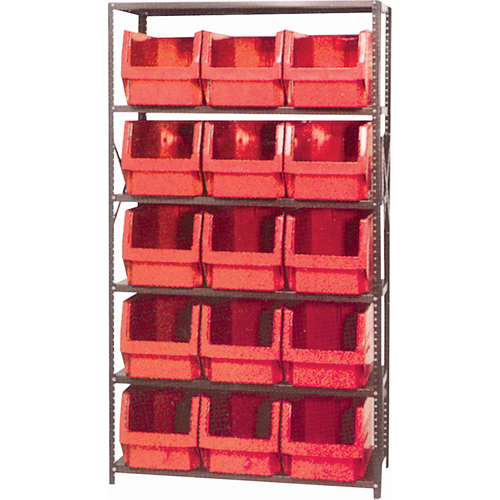 &eacute;l&eacute;ment de rayonnage avec bacs empilables, Acier, Sans boulons, De base, 42" la x 76" h x 18" p -  