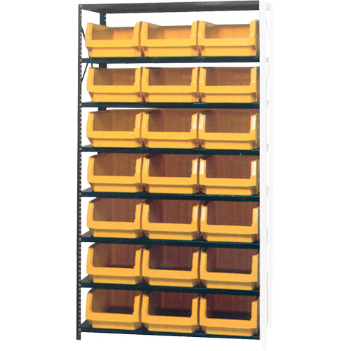 Shelving Unit with Stacking Bins, Steel, Boltless, Add-On, 42" W x 76" H x 18" D -  