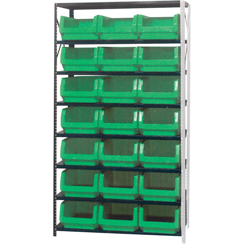 Shelving Unit with Stacking Bins, Steel, Boltless, Add-On, 42" W x 76" H x 18" D -  