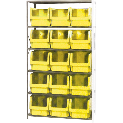 Shelving Unit with Stacking Bins, Steel, Boltless, Add-On, 42" W x 76" H x 18" D -  