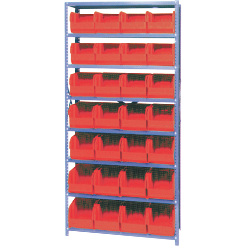 Storage Shelf Unit with Euro Drawer Bins, Steel, Boltless, Starter, 36" W x 76" H x 12" D -  