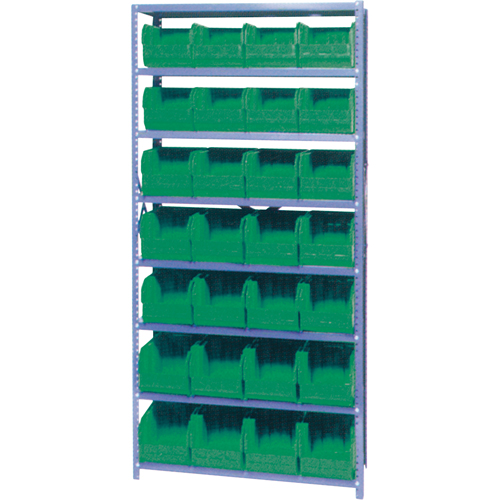Storage Shelf Unit with Euro Drawer Bins, Steel, Boltless, Starter, 36" W x 76" H x 12" D -  