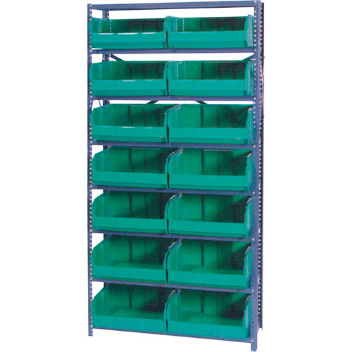 Storage Shelf Unit with Euro Drawer Bins, Steel, Boltless, Starter, 36" W x 76" H x 12" D -  
