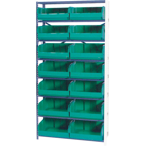 Storage Shelf Unit with Stacking Bins, Steel, Boltless, Add-On, 36" W x 76" H x 12" D -  