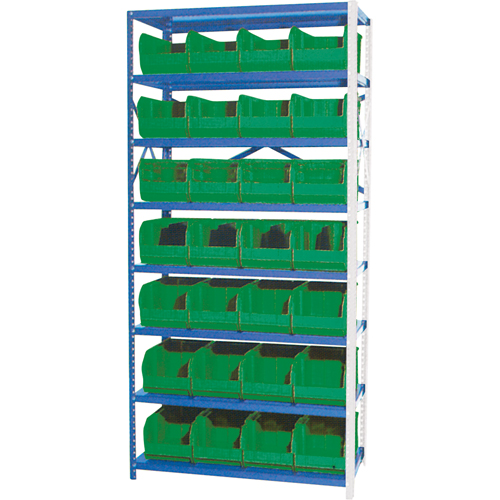 Storage Shelf Unit with Stacking Bins, Steel, Boltless, Add-On, 36" W x 76" H x 12" D -  