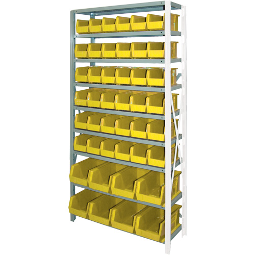 &eacute;tag&egrave;re de stockage avec bacs empilables, Acier, Sans boulons, Ajout, 36" la x 76" h x 12" p -  