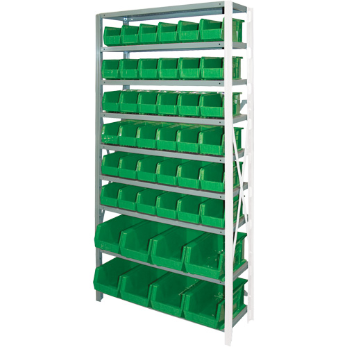 &eacute;tag&egrave;re de stockage avec bacs empilables, Acier, Sans boulons, Ajout, 36" la x 76" h x 12" p -  