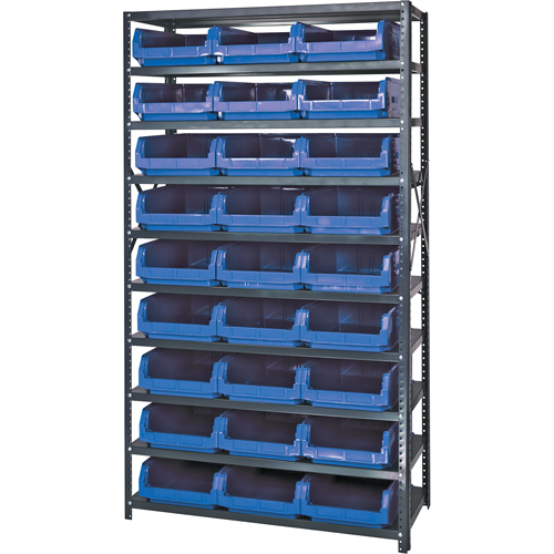 Shelving Unit with Stacking Bins, Steel, Boltless, Starter, 42" W x 76" H x 18" D -  