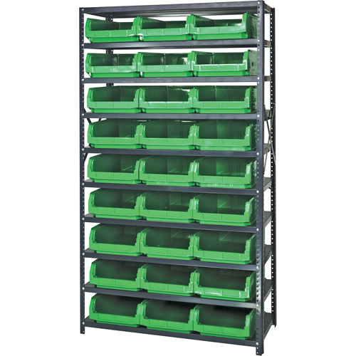 &eacute;l&eacute;ment de rayonnage avec bacs empilables, Acier, Sans boulons, De base, 42" la x 76" h x 18" p -  