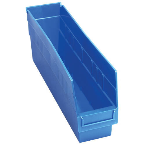 Bacs en plastique pour &eacute;tag&egrave;res Store More, 4-1/8" la x 6" H x 17-7/8" p, Bleu, Capacit&eacute; 70 lb - Quantum Storage System QSB203BL