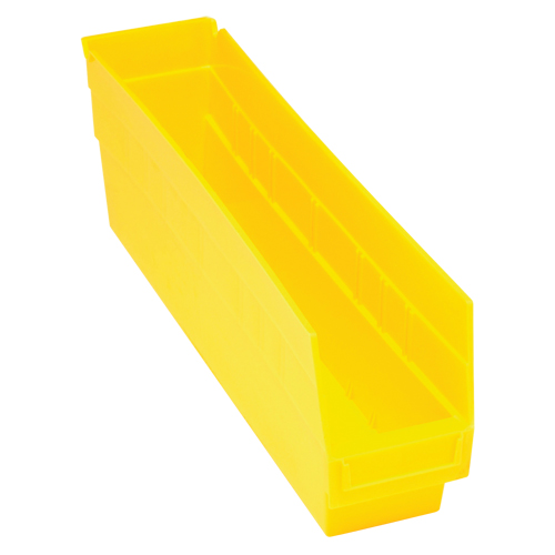 Store More Plastic Shelf Bins, 4-1/8" W x 6" H x 17-7/8" D, Yellow, 70 lbs. Capacity - Quantum Storage System QSB203YL