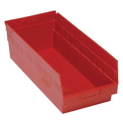 Bacs en plastique pour &eacute;tag&egrave;res Store More, 8-3/8" la x 6" H x 17-7/8" p, Rouge, Capacit&eacute; 70 lb - Quantum Storage System QSB208RD