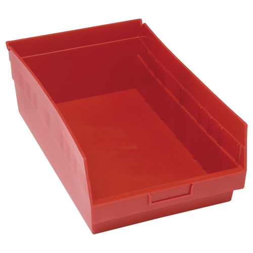 Store More Plastic Shelf Bins, 11-1/8" W x 6" H x 17-7/8" D, Red, 70 lbs. Capacity - Quantum Storage System QSB210RD