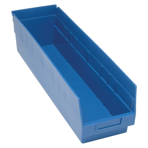 Bacs en plastique pour &eacute;tag&egrave;res Store More, 6-5/8" la x 6" H x 23-5/8" p, Bleu, Capacit&eacute; 90 lb - Quantum Storage System QSB206BL