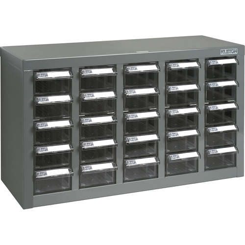 KPC-600 Parts Cabinet, Galvanized Steel, 25 Drawers, 23-1/10" x 8-7/10" x 13-4/5", Grey - KLETON 