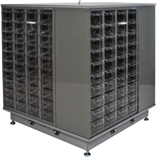 KPC-600 Parts Cabinet, Galvanized Steel, 40 Drawers, 18-3/10" x 8-7/10" x 25-3/10", Grey - KLETON 