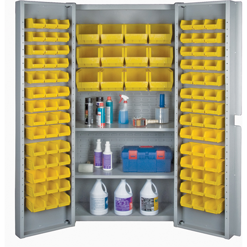 Deep Door Combination Bin Cabinets, 38" W x 24" D x 72" H, Grey - KLETON 