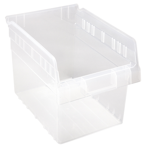 Store-Max Shelf Bins, 8-3/8" W x 8" H x 11-5/8" D, Clear, 44 lbs. Capacity - Quantum Storage System QSB807CL