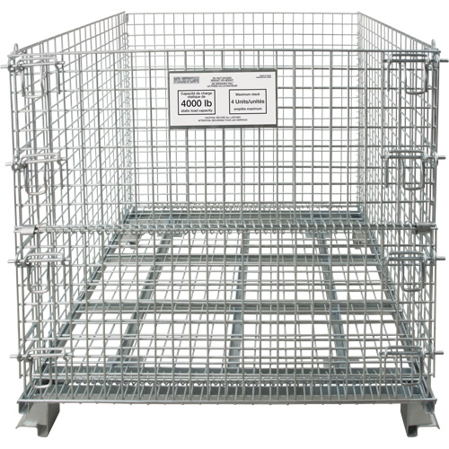 Collapsible Wire Container, 40" W x 48" D x 42" H, 4000 lbs. Capacity - KLETON 